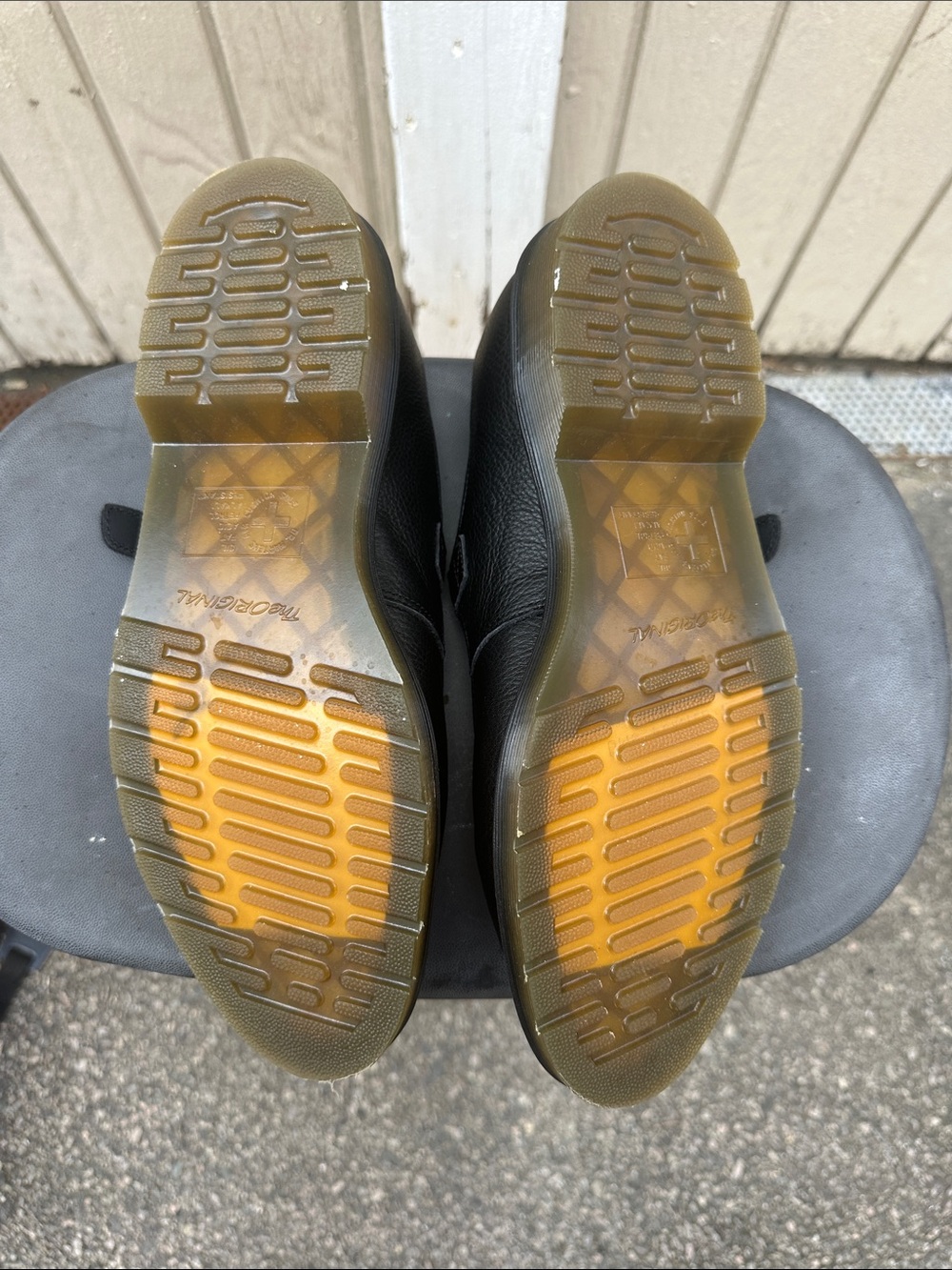 Dr. Martens Black Mary Jane Shoes with Yellow Stitching - Picture 4 of 7